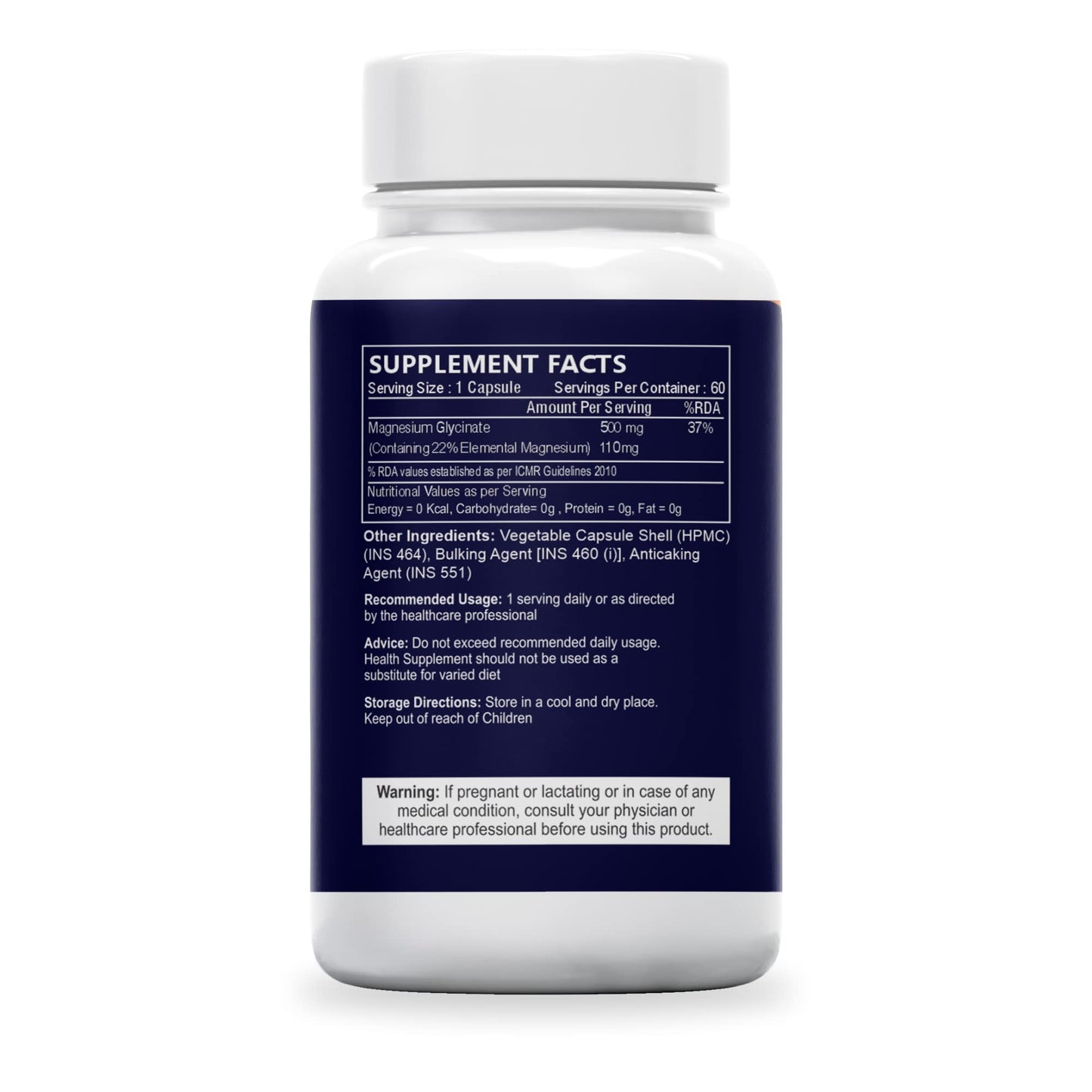 Sea Life Magnesium Glycinate 500 Mg Capsules|60 Veg Capsules Each | Magnesium Supplement | Improves Muscle & Nerve Function| Anti Stress Supplement | Better Sleep Quality | (Pack of-2)