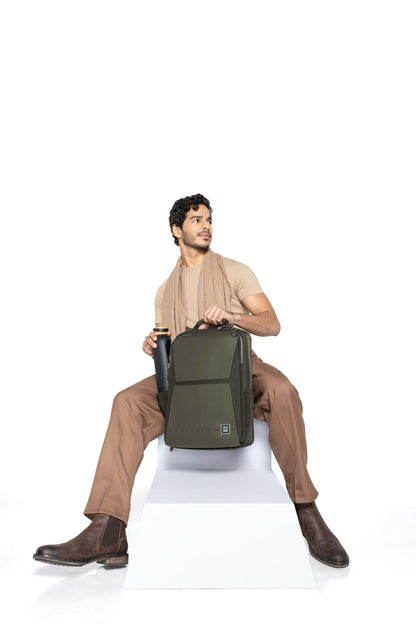 EUME Premium 15.6 in Laptop bags for Men & Women Office Use | Stylish Backpack Bag | Spacious Backpack for Travelling | 24L Omega Olive Green
