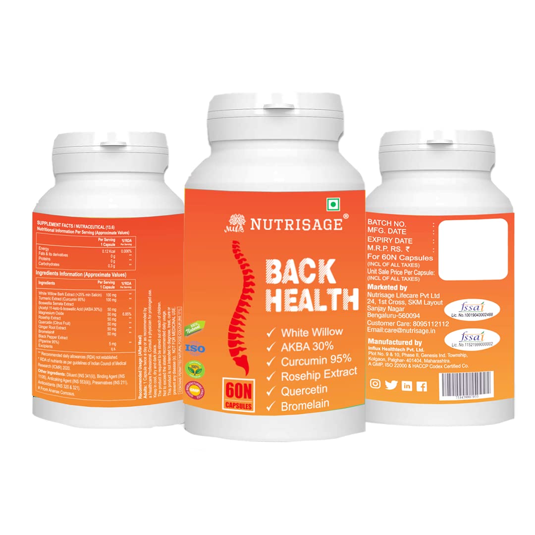 Nutrisage Back Health, Spine and Disc, Back Pain Relief with 9 Potent H- image 6