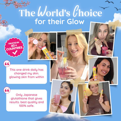 Chicnutrix Glow Glutathione Effervescent Tablets with Vitamin C |Japanese Glutathione 500mg For Radiant, Even-Toned and Glowing Skin | Sugar-Free| Strawberry Lemon Flavour | 10 Tablets