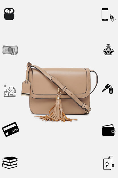 Van Heusen womens Western Sling Bag with tassle (Beige)