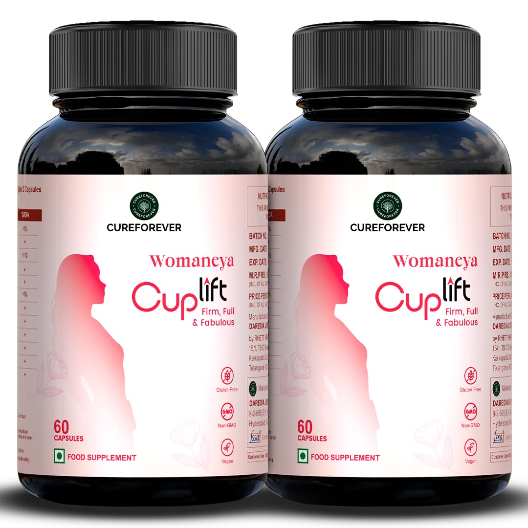 CUREFOREVER Cuplift Women’s Wellness Supplement | Shatavari, Ashwagandha, Fenugreek, Fennel & Pueraria Mirifica | Plant-Based Herbal Blend for Hormonal Balance, Vitality & Skin Health (60 Count (Pack of 2))