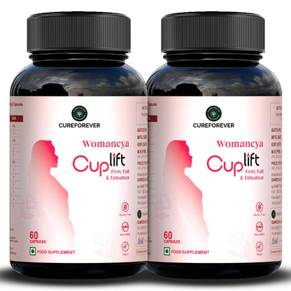 CUREFOREVER Cuplift Women’s Wellness Supplement | Shatavari, Ashwagandha, Fenugreek, Fennel & Pueraria Mirifica | Plant-Based Herbal Blend for Hormonal Balance, Vitality & Skin Health (60 Count (Pack of 2))