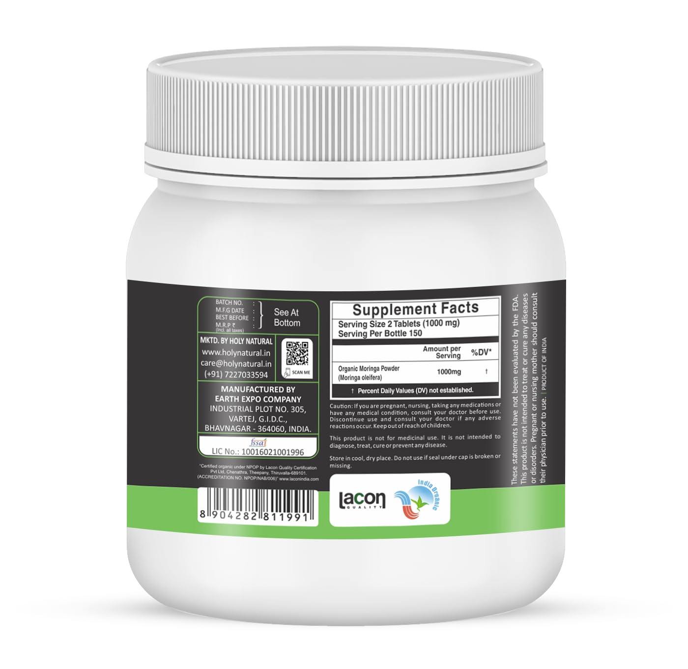 Holy Natural - The Wonder of World Organic Moringa Tablet 300 Tablet |- image 7