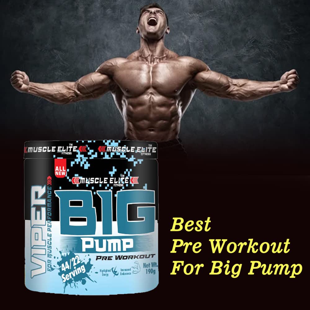 MUSCLE ELITE FITNESS Big Pump Pre Workout Supplement Increased Endurance| Highlighted Energy| Increased Muscle [ Focus, Strength,]190g Orange Supplement Pack of 1