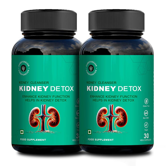 CUREFOREVER Kidney Detox & Cleanser Capsules | Herbal Formula with Varuna, Punarnava, Kapikachu & Flaxseed Extract | Plant-Based | Supports Kidney Health & Urinary Function - 60 Veg Capsules