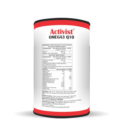 Activist Omega3 Q10 Liquid Capsule in fish oil capsule/Nutritional Dietary Supplement for Men, Women, Adult (60 Liquid Capsule)