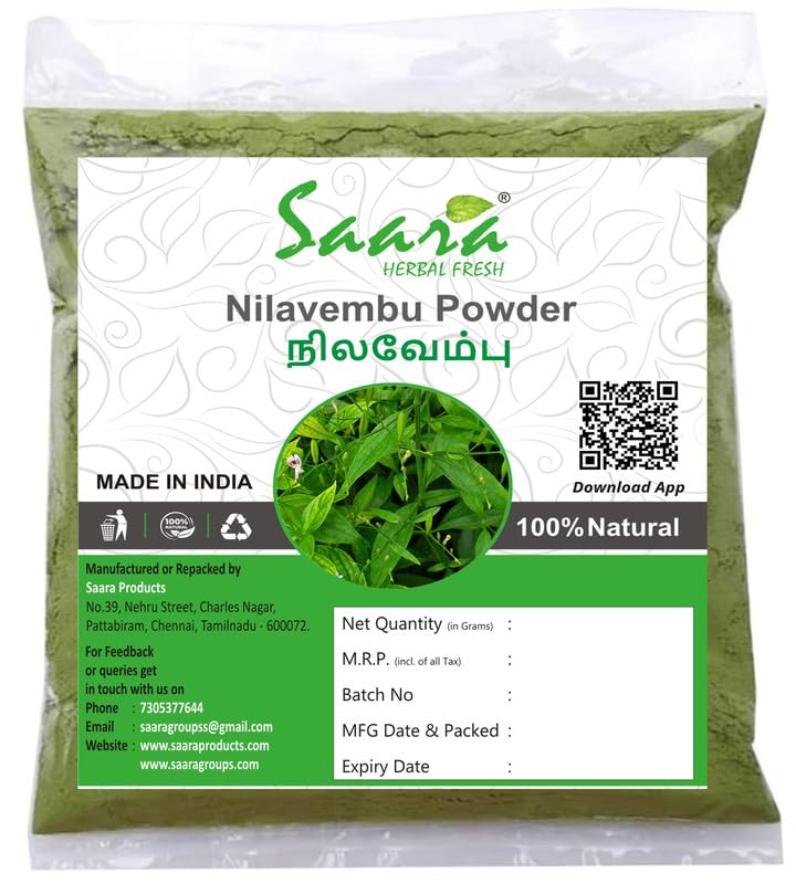 Saara HERBAL FRESH Nilavembu Powder, Chirata, Kirayata,Kalmegh, Siriyanangai Pow