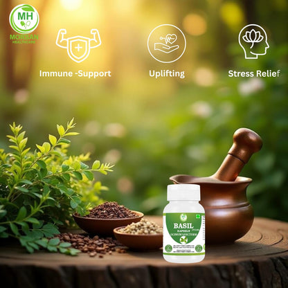 Morsan Healthcare TULSI Capsules – 60 Veg Capsules | Pure Holy Basil Extract (Ocimum sanctum) | Natural Ayurvedic Herbal Supplement | Plant-Based Formula | Pack of 4