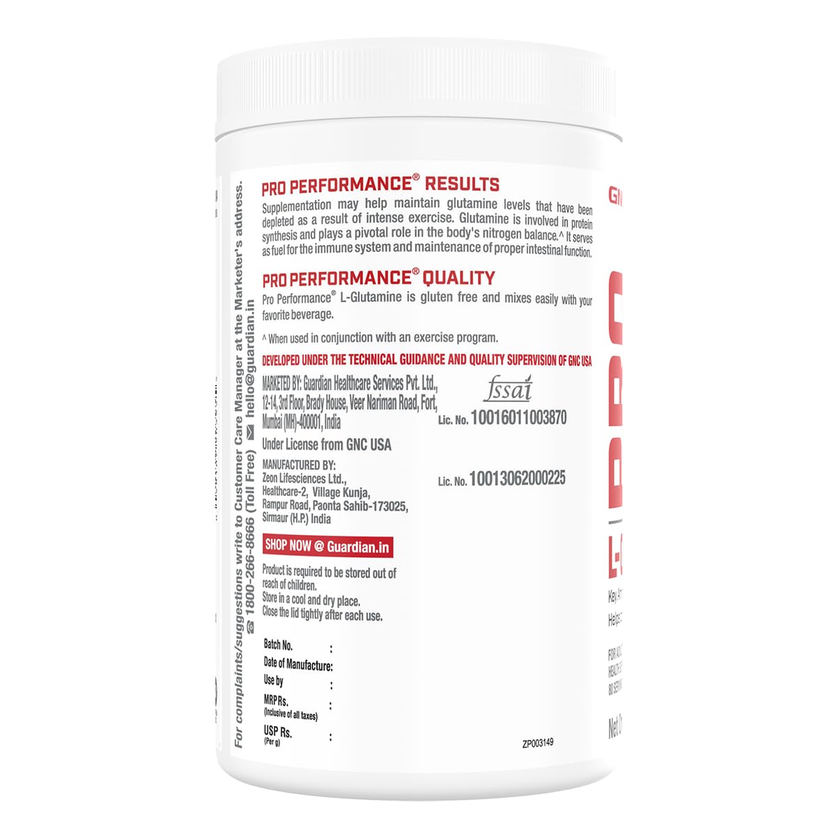 GNC PRO PERFORMANCE L-Glutamine | 5000mg Per Serving | Supports Muscle Recovery, Gut & Immune Health | Gluten-Free, Lactose-Free | Unflavoured | 400g