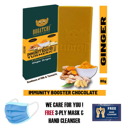 BOGATCHI Immunity Booster Turmeric Milk White Chocolate Bar, Ginger, 80g