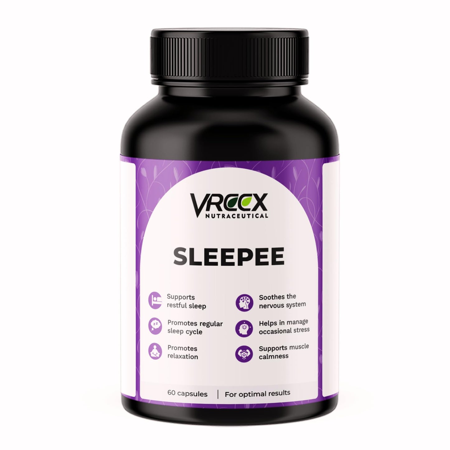 VREEX SLEEPEE with Natural Ingredients Melatonin, Valerian Root, Chamomile, L-Theanine & Magnesium Bisglycinate – Relax & Sleep Support (60 Veg Capsules)