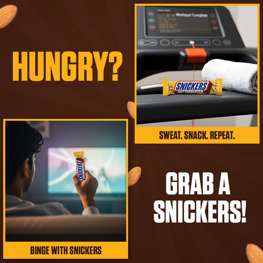 Snickers Butterscotch Flavoured Chocolate Bar | Loaded with Crunchy Peanuts, Nougat & Caramel | Irresistibly Nutty Chocolate Bar | 40g | Pack of 10