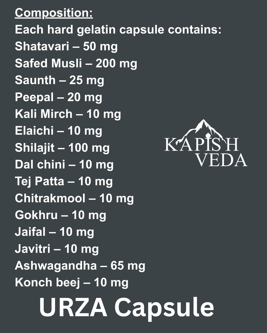 KAPISH URZA Capsules Natural Ayurvedic