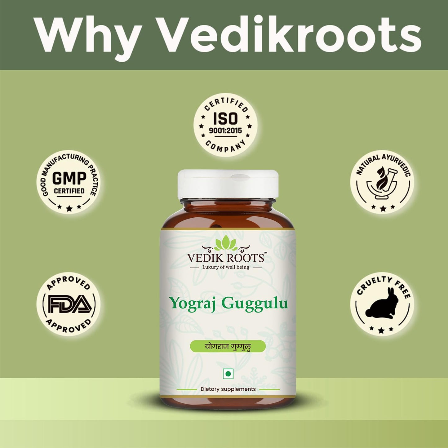 Vedikroots Yograj Guggulu - Ayurvedic Supplement For Joint Pain | Relief From Joint Discomfort | For Swelling & Stiffness | 60 Tablets (Pack of 1)