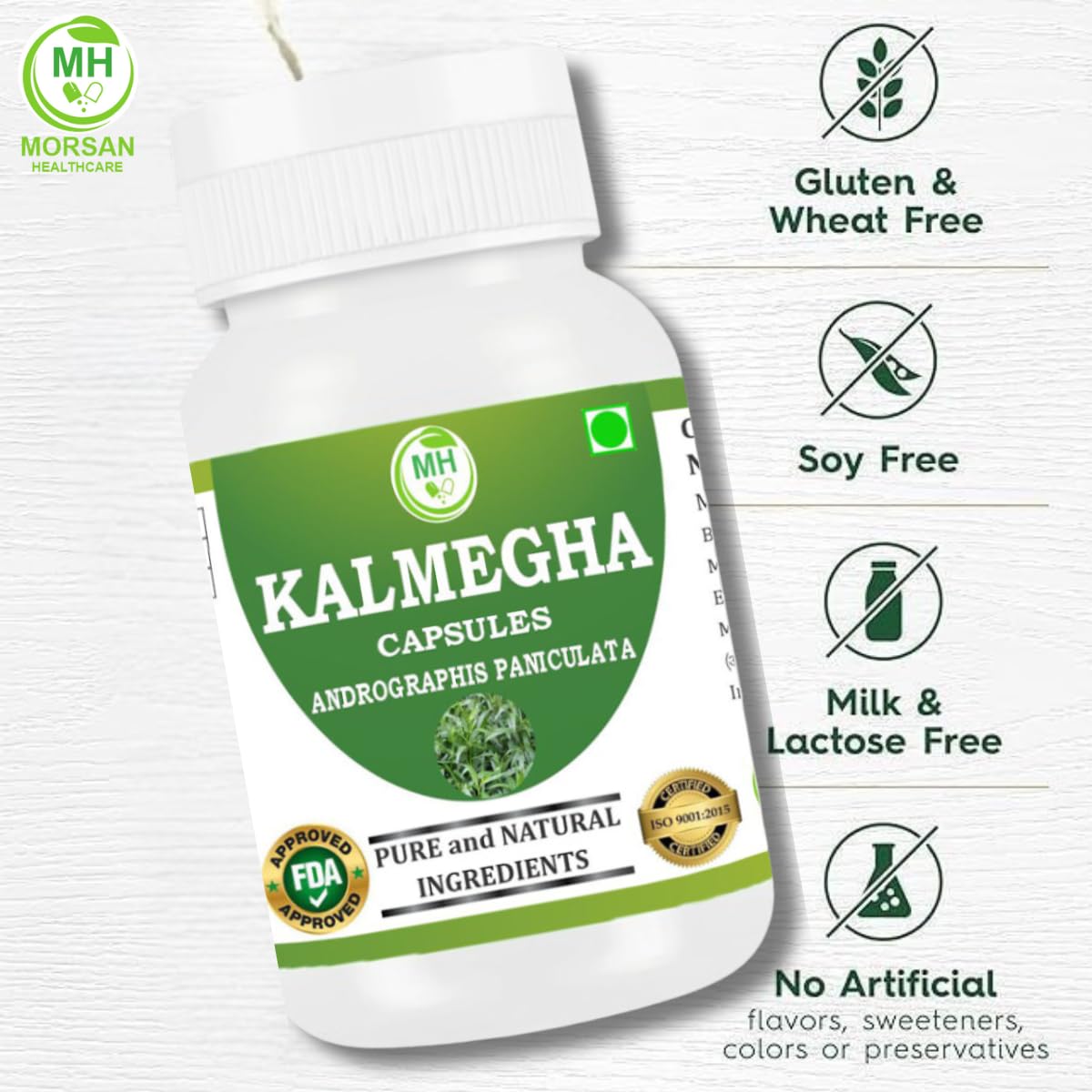 MORSAN HEALTHCARE | Kalmegha Capsules 500mg – 60 Count | 1 Pack | Vegetarian | Plant-Based | Herbal Supplement | No Artificial Additives | Gluten-Free | Organic |
