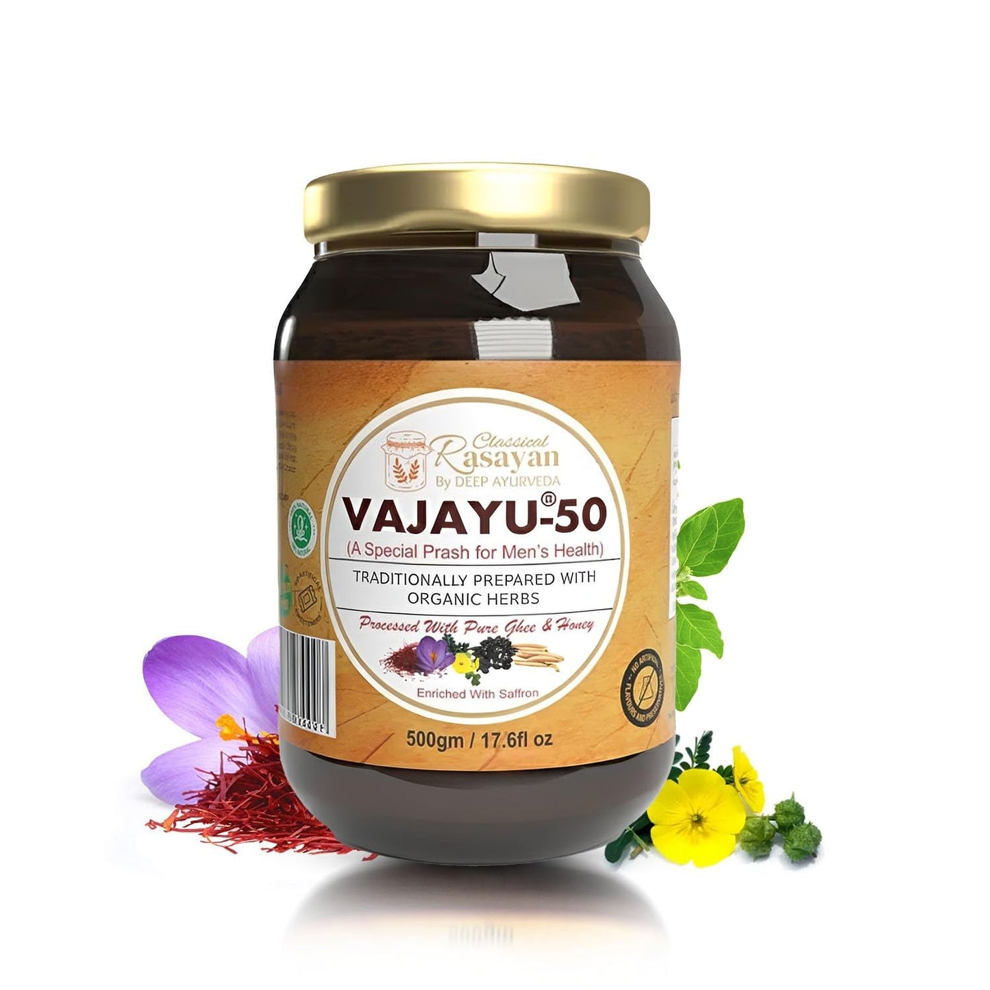 Vajayu 50 Prash for Men | Ayurvedic Herbal Vitality & Energy Supplement | With Ashwagandha, Safed Musli, Shilajit, Gokshura | Supports Stamina, Strength & Wellness | 500g