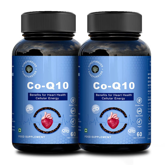 CUREFOREVER Coenzyme Q10 (CoQ10) | 400mg Supplement with BioPerine 10mg | Supports Heart Health and Vascular Health, Healthy Ageing, Cellular Energy Support, Antioxidant Formula – 120 Capsules