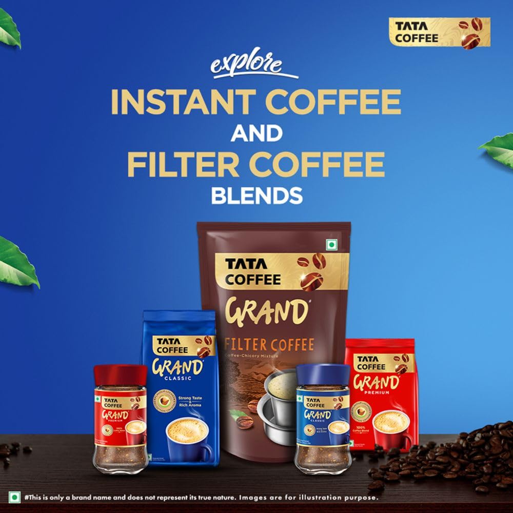 Tata Classic Instant Coffee, 200g Pouch, Chicory Mix With Strong Taste & Rich Aroma, With Flavour Locked Decoction Crystals