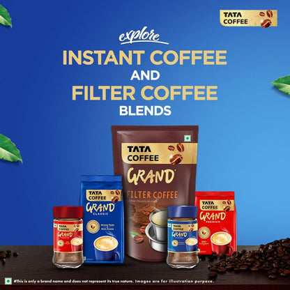 Tata Classic Instant Coffee, 200g Pouch, Chicory Mix With Strong Taste & Rich Aroma, With Flavour Locked Decoction Crystals
