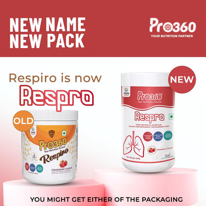 Pro360 Respro Nutritional Protein Supplement Powder with N-Acetyl L-Cysteine (NAC) for Pulmonary Care - Strawberry Flavor - 200g