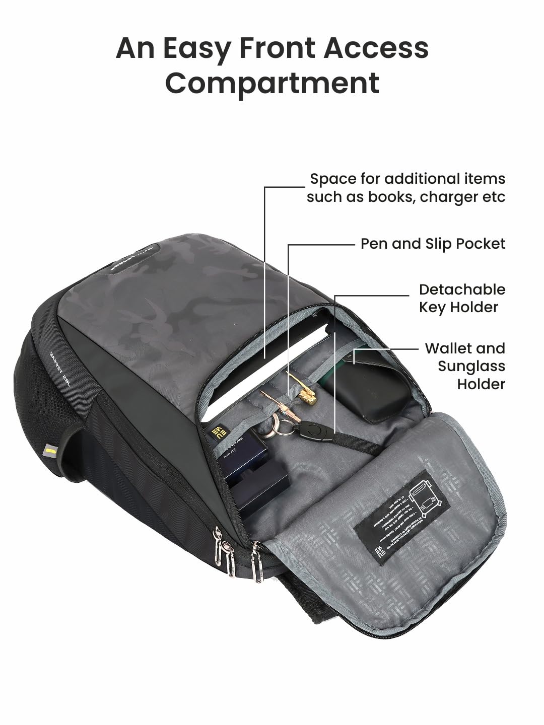 EUME Barret - 29L Premium Laptop Bag for Men, Camouflage Grey | Massager Laptop Backpack Bag with Built in Patent Massager Technology | 15.6 Inch Laptop Compartment | Business, Travel and Office Bag