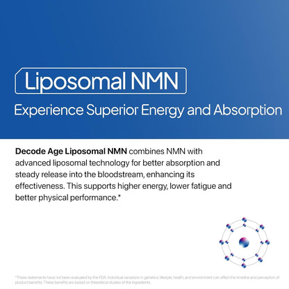 Decode Age Liposomal NMN Supplement - Bottle of 30 Veg Capsules