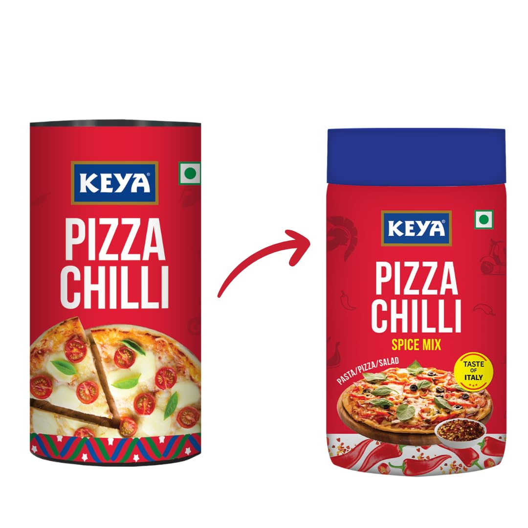 Keya Pizza Chilli Flakes | Seasonings |Multipurpose Seasoning| Zero added Colours, Fillers, Additives & Preservatives | 100% Natural | Perfect for Pizza, Pasta, Chilli Potato, Sweet Corn, Makhana| 60g
