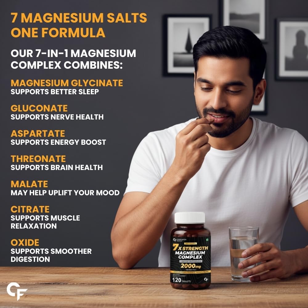 Carbamide Forte Magnesium Supplement with Magnesium Glycinate, Citrate & Complex Supplement with 7X Strength | 2000 mg per Serving | 120 Tablets