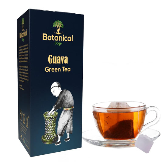 Botanical Sage- Guava Green tea 30 Pyramid Tea Bags | Relieves Stress | Controls Diabetes | Loose Leaf | Luxury Tea