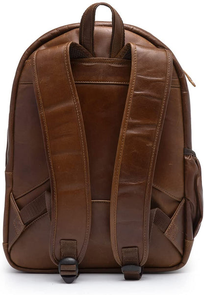 Teakwood Genuine Leather Backpack Laptop Bag For Men and Women(Brown)