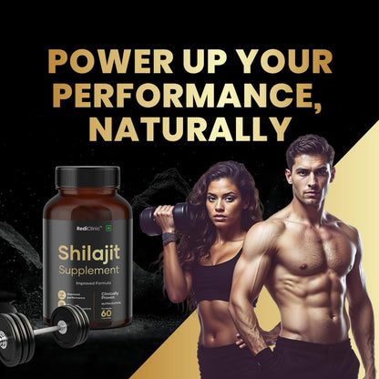 RediClinic Shilajit/Shilajeet Capsules for Stamina, Muscle Growth & Energy | Swarna Bhasma, Gokshura, Ashwagandha |Shilajit for Men | 100% Ayurvedic | Pack of 1-60 Capsules