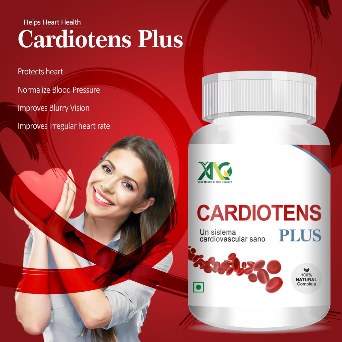 ANC CARDIOTENS PLUS with Arjuna Extract & Moringa Extract Heart Health Supplement (60 Capsules) for Men & Women -Pack of 1