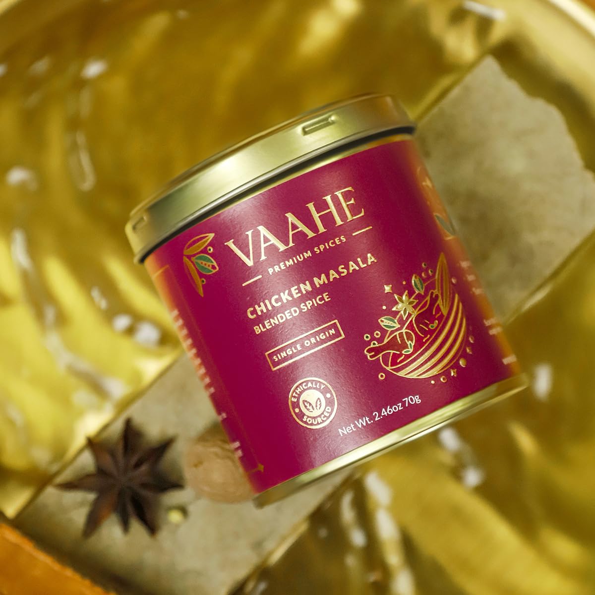 VAAHE Chicken Masala | 17+ Natural Spices | Freshly Ground and Packed | 100% Pure and Natural | Single Origin | Premium Tin Box (70 gm)