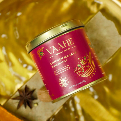 VAAHE Chicken Masala | 17+ Natural Spices | Freshly Ground and Packed | 100% Pure and Natural | Single Origin | Premium Tin Box (70 gm)