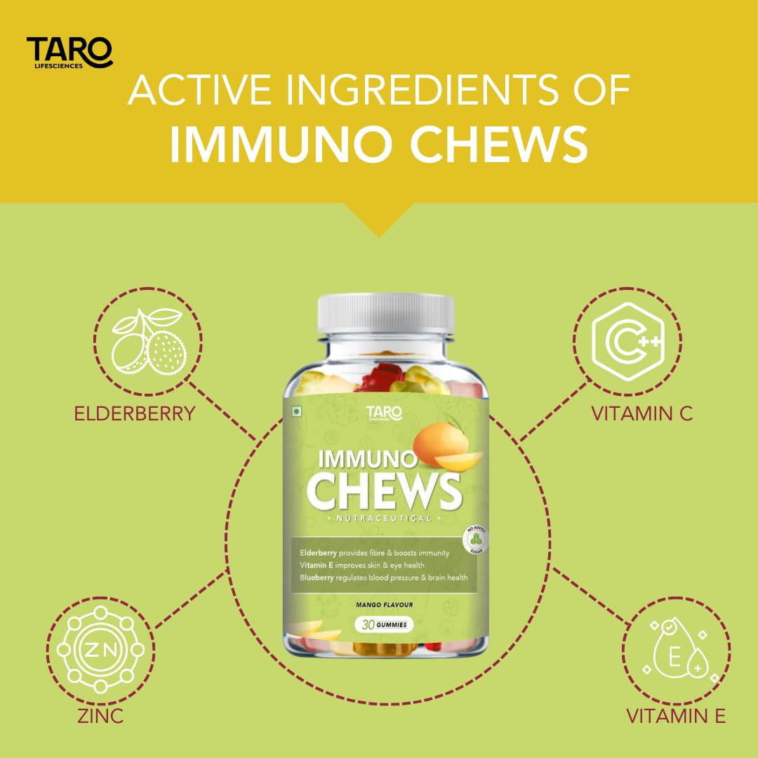 ImmunoChews: Mango Flavor, 30 Gummies - Elderberry, Vitamin C, E & Zinc - Antioxidant-Rich, Immune-Boosting, No-Added Sugar