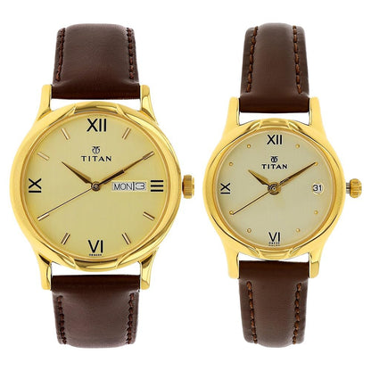 Titan Analog Gold Dial Unisex's Watch-NL15802490YL05