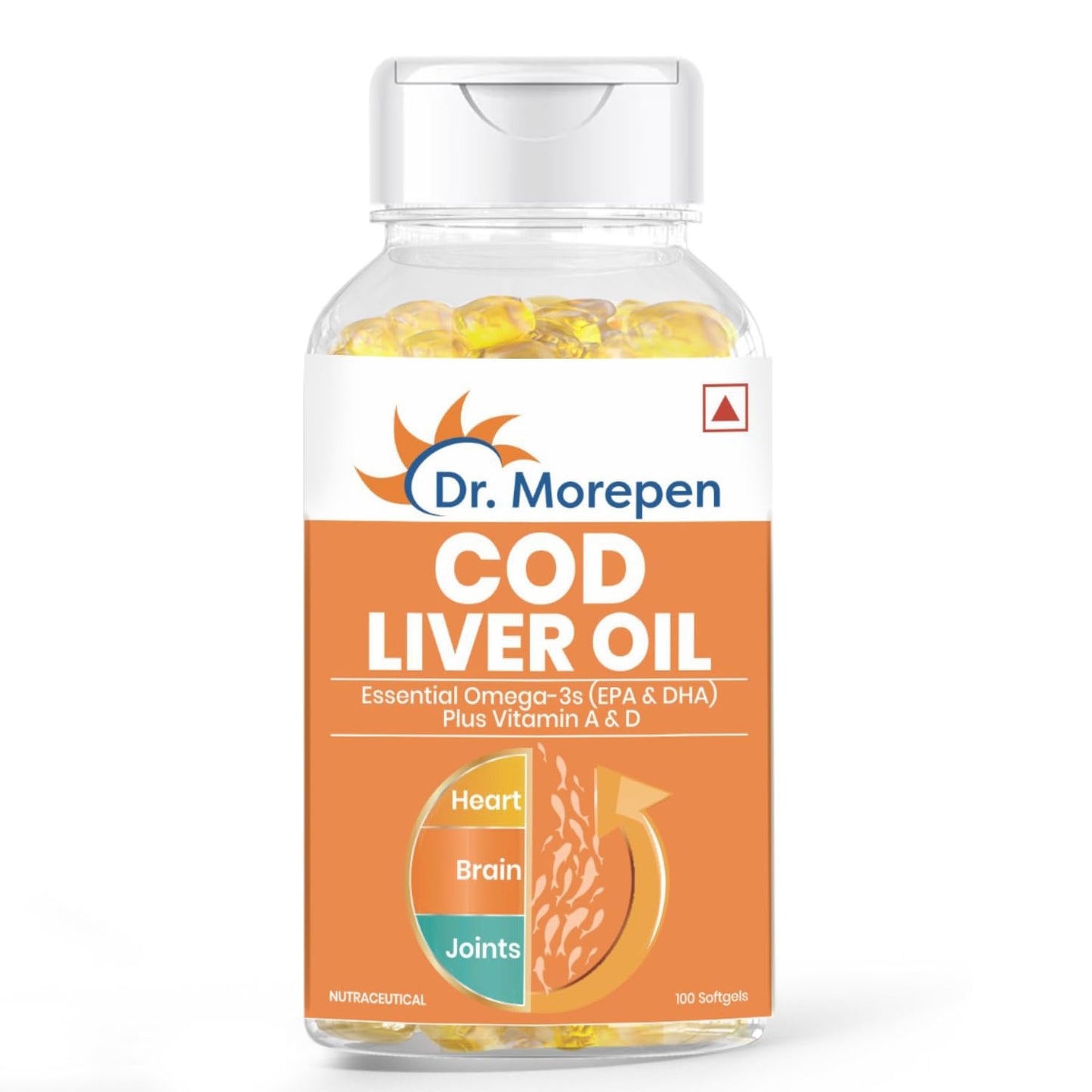 Dr. Morepen COD Liver Oil Capsules | Finest Natural Omega 3, EPA & DHA | Pack of 100 Softgels