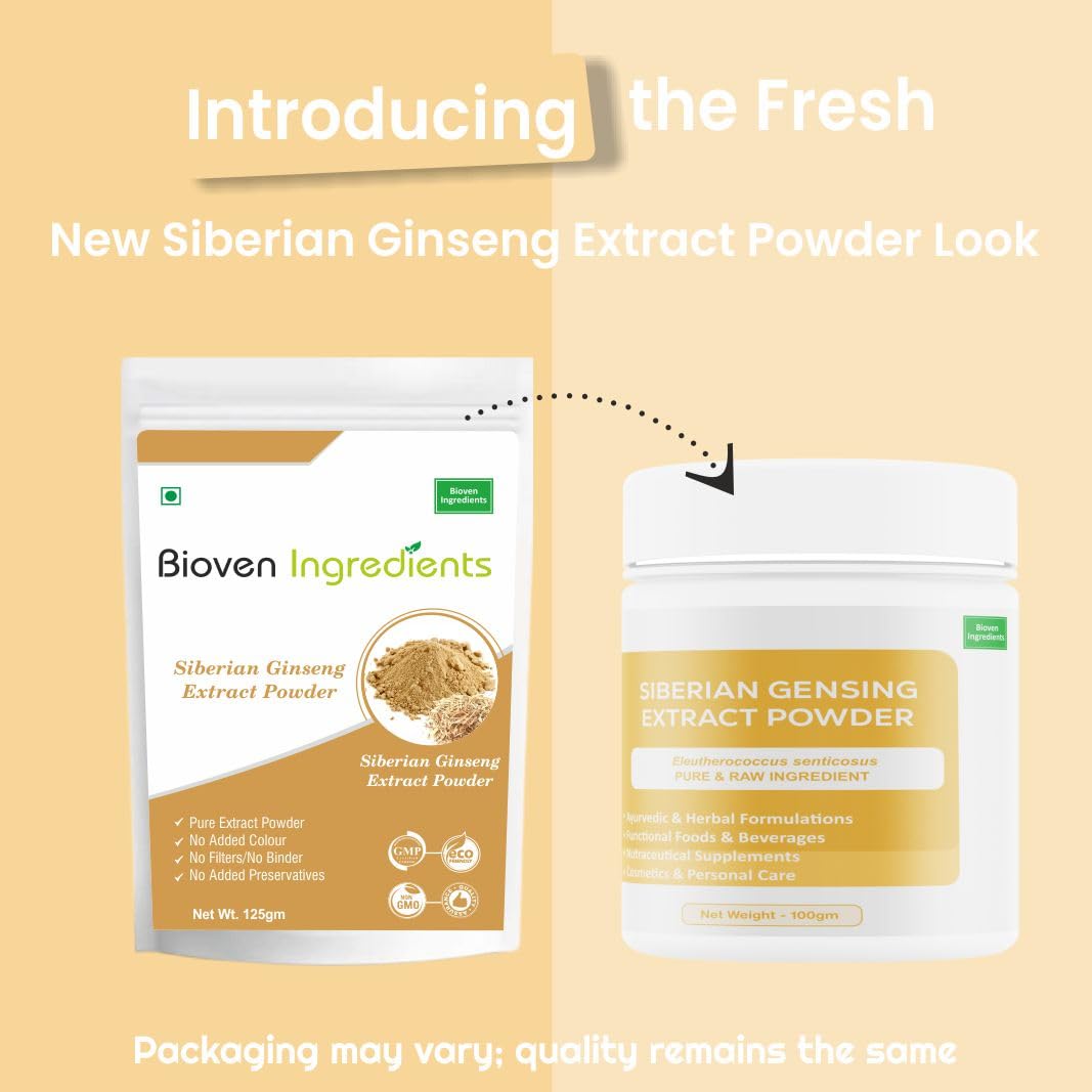 Bioven Ingredients Siberian Ginseng Extract Powder, Pure Extract, No Added Preservatives, 125g
