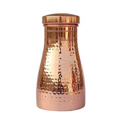 KOHINOOR CRAFT™ 100% Pure Copper Bedroom Bottle with inbuilt Copper Glass 1 Litre - Pack of 1