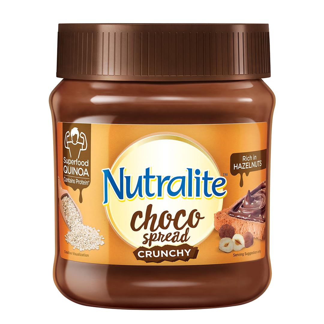 Nutralite Choco Spread Crunchy 275g| With Protein-Rich Quinoa | Premium Chocolate and Real Hazelnuts | Tasty and Healthy Chocolate Spread | For Tasty & Healthy Breakfast | Use as Dip or Spread