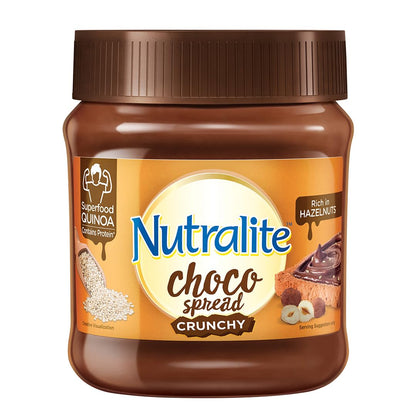 Nutralite Choco Spread Crunchy 275g| With Protein-Rich Quinoa | Premium Chocolate and Real Hazelnuts | Tasty and Healthy Chocolate Spread | For Tasty & Healthy Breakfast | Use as Dip or Spread