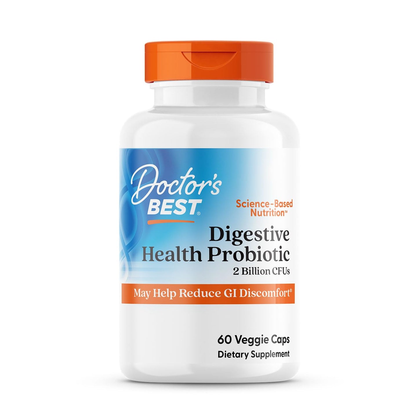 Doctor's Best Digestive Health Probiotic 2 Billion CFU with Lactospore Veggie Ca