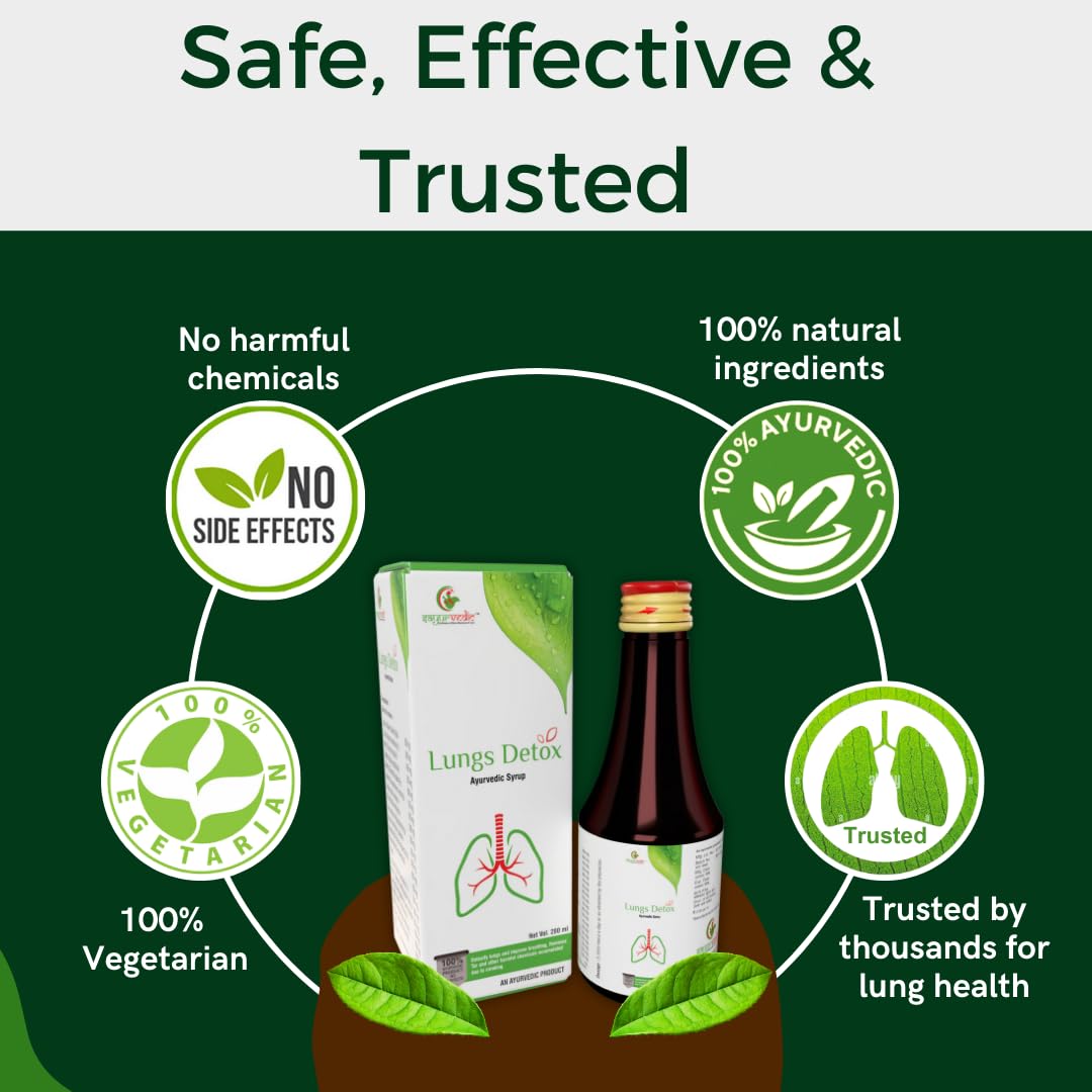 Sayurvedic Lungs Detox Ayurvedic Syrup, 200ml | Supports Lung Health & Detoxifies | Helps Remove Tar & Impurities | 100% Ayurvedic, No Side Effects | Pack of 2