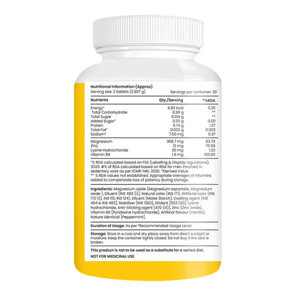 TATA 1mg Chelated Magnesium Plus Tablets with Zinc & Vitamin B6-60 Tablets | High Absorption Magnesium Supplement for Women & Men | Supports Nervous System, Muscle Recovery & Immunity