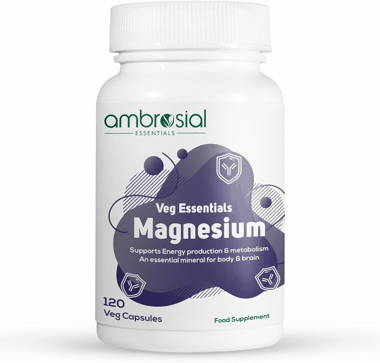 Ambrosial Magnesium Complex Food Supplement | Increases Muscle Functions | Reduces Tiredness | Boosts Energy Levels (Pack of 1-120 Capsules)