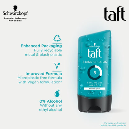 Schwarzkopf Taft Stand Up Look Hair Gel, for Extreme Spikes, Hold 5 with no stickiness