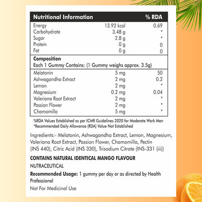 Bioford Melatonin Gummies | Non-Habit Forming | Improves Deep Sleep | Eases Jet Lag | Vegan, Gluten & Gelatin Free | Men & Women | Orange Flavour | 1 X 30 Pack