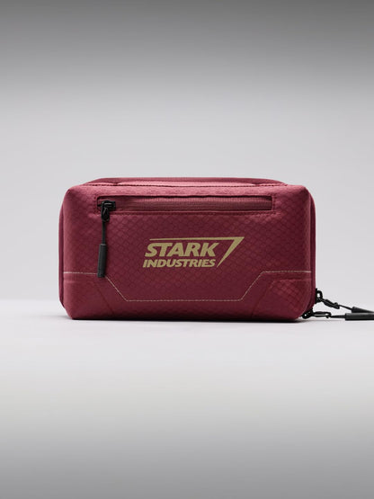The Souled Store Iron Man: Stark Industries Tech Organizer – Maroon Water-Resistant Polyester Electronics Travel Pouch with 3D Arc Reactor Emblem for Chargers, Cables, and Gadgets