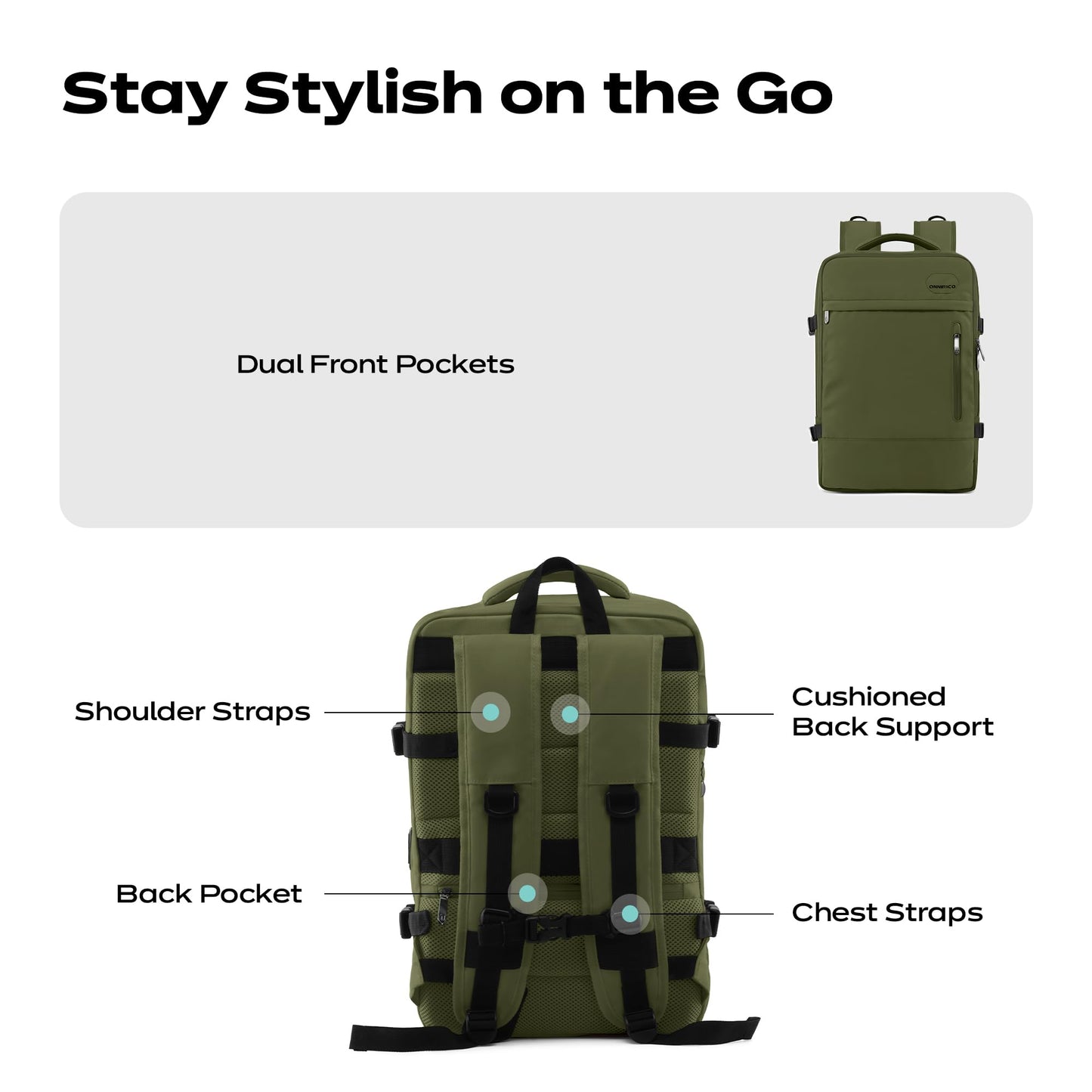 ONNIRICO Sunset Ridge Laptop Travel Backpack for Men & Women, 32L Jungl- image 5